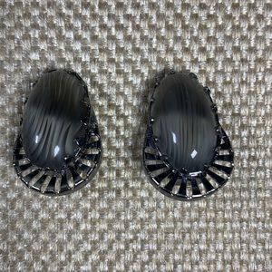 Clip on Earrings with grey glass stone